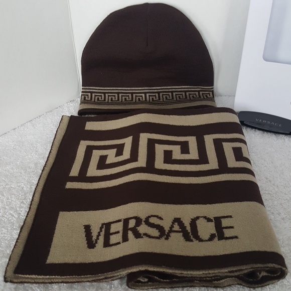 versace beanie and scarf